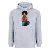 Heather Grey Afro black boy Heavyweight Hoodie - HowdyJamesFarm