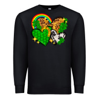 Black St. Patrick's Day hearts with leopard Premium Sweatshirt - HowdyJamesFarm