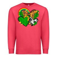 Cardinal St. Patrick's Day hearts with leopard Premium Sweatshirt - HowdyJamesFarm