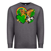 Charcoal Heather St. Patrick's Day hearts with leopard Premium Sweatshirt - HowdyJamesFarm