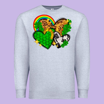 St. Patrick's Day Hearts With Leopard Premium Sweatshirt Designed By Howdyjamesfarm