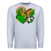 Heather Grey St. Patrick's Day hearts with leopard Premium Sweatshirt - HowdyJamesFarm