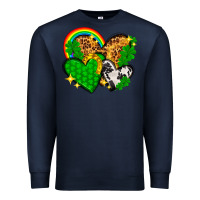 Navy St. Patrick's Day hearts with leopard Premium Sweatshirt - HowdyJamesFarm
