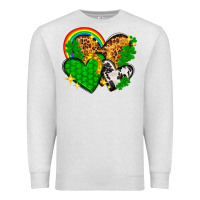 Oatmeal Heather St. Patrick's Day hearts with leopard Premium Sweatshirt - HowdyJamesFarm