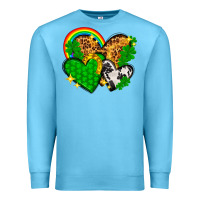 Ocean Blue St. Patrick's Day hearts with leopard Premium Sweatshirt - HowdyJamesFarm