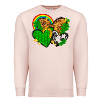 Pale Pink St. Patrick's Day hearts with leopard Premium Sweatshirt - HowdyJamesFarm