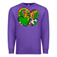 Purple St. Patrick's Day hearts with leopard Premium Sweatshirt - HowdyJamesFarm