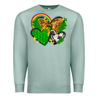 Seafoam St. Patrick's Day hearts with leopard Premium Sweatshirt - HowdyJamesFarm