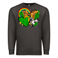 Smoke St. Patrick's Day hearts with leopard Premium Sweatshirt - HowdyJamesFarm