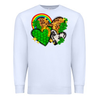 White St. Patrick's Day hearts with leopard Premium Sweatshirt - HowdyJamesFarm