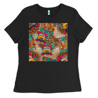 Black school bus driver and flower seamless patterns Ladies Tee - BundleAndBundleShop