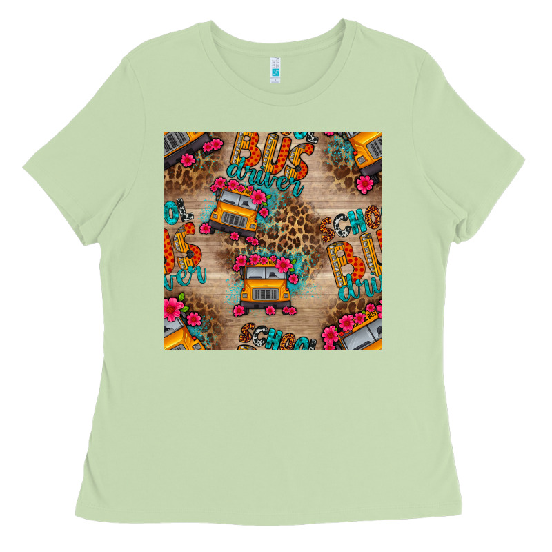 School Bus Driver And Flower Seamless Patterns Ladies Tee by BundleAndBundleShop | Teevron