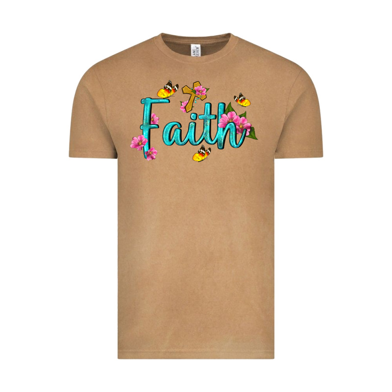 Faith With Flower And Butterfly Vintage Tee by NancyCooperArtShop | Teevron