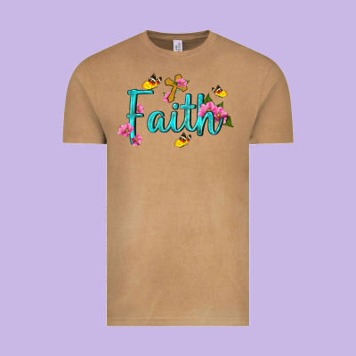 Faith With Flower And Butterfly Vintage Tee Designed By Nancycooperartshop