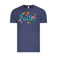 Vintage Denim faith with flower and butterfly Vintage Tee - NancyCooperArtShop
