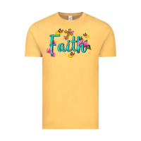 Vintage Mustard faith with flower and butterfly Vintage Tee - NancyCooperArtShop