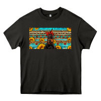 Asphalt doberman with sunflowers license plate Heavy Core Tee - Artiststas