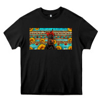 Black doberman with sunflowers license plate Heavy Core Tee - Artiststas