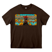 Chocolate Brown doberman with sunflowers license plate Heavy Core Tee - Artiststas