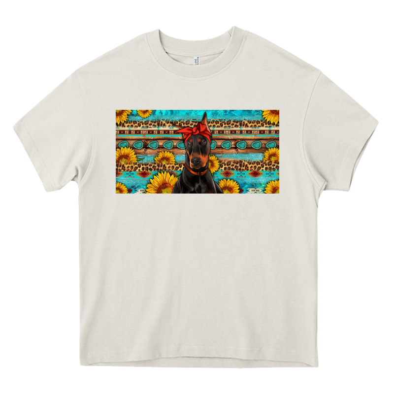 Doberman With Sunflowers License Plate Heavy Core Tee by Artiststas | Teevron
