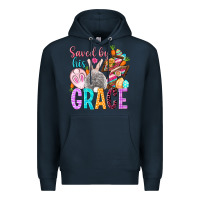 Navy Saved by his grace Easter Day Premium Hoodie - HowdyJamesFarm