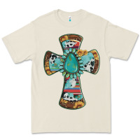 Bone cross with leopard sunflower gemstone serape cowhide Premium Tee - Artiststas