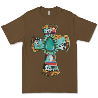 Cacao cross with leopard sunflower gemstone serape cowhide Premium Tee - Artiststas