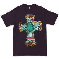 Plum cross with leopard sunflower gemstone serape cowhide Premium Tee - Artiststas