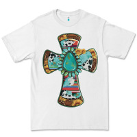 White cross with leopard sunflower gemstone serape cowhide Premium Tee - Artiststas