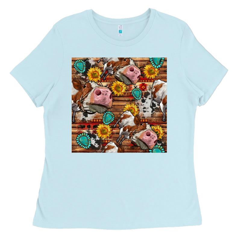 Cow And Western Seamless Pattern Ladies Tee by BundleAndBundleShop | Teevron