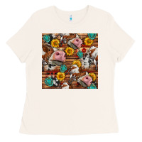 Bone cow and western seamless pattern Ladies Tee - BundleAndBundleShop