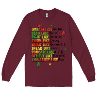 Burgundy inspiring black leaders juneteenth Long Sleeve Tee - LillyAllenDesigns