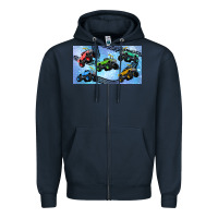 Navy Children trucks Zipper Hoodie - TumblerDesignByShophia