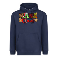 Navy Nana Claus Christmas Lights And Gifts mother's day Heavyweight Hoodie - HowdyJamesFarm