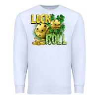 White Luck and roll Premium Sweatshirt - CowGirlArtShop