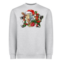 Heather Grey Joy Christmas Goat Heavyweight Sweatshirt - LillyAllenDesigns