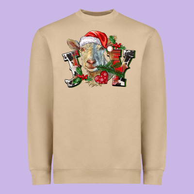 Joy Christmas Goat Heavyweight Sweatshirt Designed By Lillyallendesigns