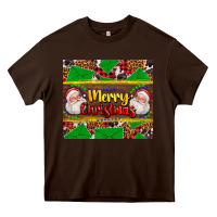 Chocolate Brown merry Christmas with Santa Claus Heavy Core Tee - AdoDesignShop