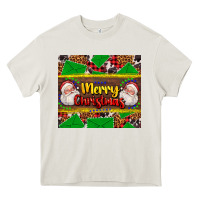Cream merry Christmas with Santa Claus Heavy Core Tee - AdoDesignShop