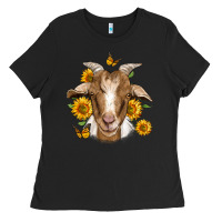 Black sunflower goat Ladies Tee - Jasminsmagicworld