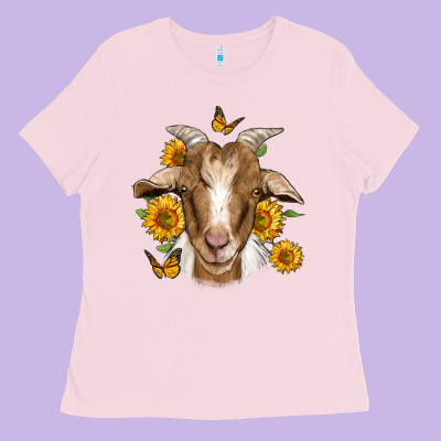 Sunflower Goat Ladies Tee Designed By Jasminsmagicworld