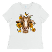 White sunflower goat Ladies Tee - Jasminsmagicworld