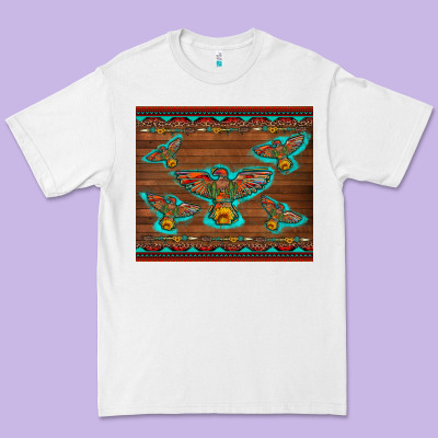 Western Thunderbird And Arrow With Aztec Leopard Premium Tee Designed By Artiststas
