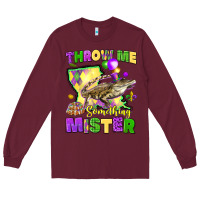 Burgundy throw me something mister louisiana mardi gras Long Sleeve Tee - LillyAllenDesigns