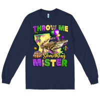 Navy throw me something mister louisiana mardi gras Long Sleeve Tee - LillyAllenDesigns