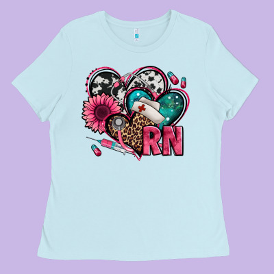 Rn Registered Nurse Hearts Ladies Tee Designed By Jasminsmagicworld