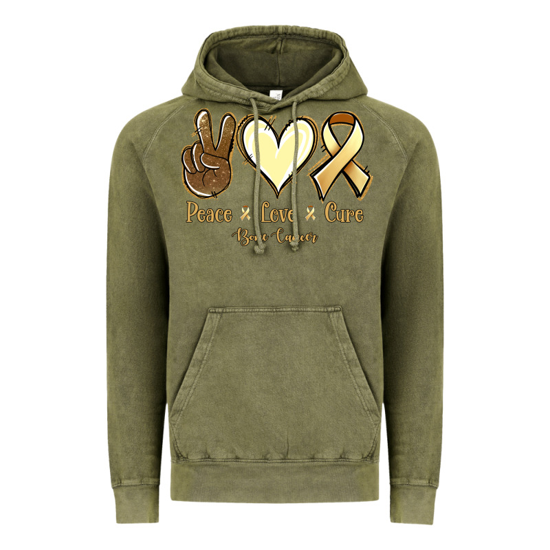 Peace Love Cure Bone Cancer Vintage Hoodie by NancyCooperArtShop | Teevron