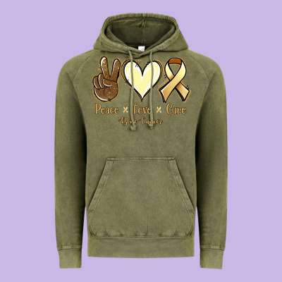 Peace Love Cure Bone Cancer Vintage Hoodie Designed By Nancycooperartshop