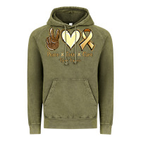 Vintage Olive Peace love cure Bone Cancer Vintage Hoodie - NancyCooperArtShop