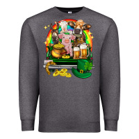 Charcoal Heather St. Patrick's Day farm animals on truck Premium Sweatshirt - HowdyJamesFarm